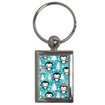 Blue Penguin Pattern, Adoxali, Christmas, Cute Key Chain (Rectangle)