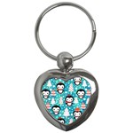 Blue Penguin Pattern, Adoxali, Christmas, Cute Key Chain (Heart)