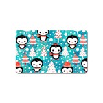 Blue Penguin Pattern, Adoxali, Christmas, Cute Magnet (Name Card)