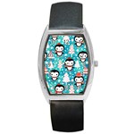 Blue Penguin Pattern, Adoxali, Christmas, Cute Barrel Style Metal Watch