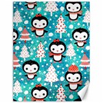 Blue Penguin Pattern, Adoxali, Christmas, Cute Canvas 12  x 16 