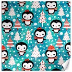 Blue Penguin Pattern, Adoxali, Christmas, Cute Canvas 16  x 16 