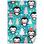 Blue Penguin Pattern, Adoxali, Christmas, Cute Canvas 24  x 36 