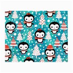 Blue Penguin Pattern, Adoxali, Christmas, Cute Small Glasses Cloth (2 Sides)