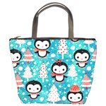 Blue Penguin Pattern, Adoxali, Christmas, Cute Bucket Bag