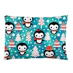 Blue Penguin Pattern, Adoxali, Christmas, Cute Pillow Case