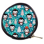 Blue Penguin Pattern, Adoxali, Christmas, Cute Mini Makeup Bag