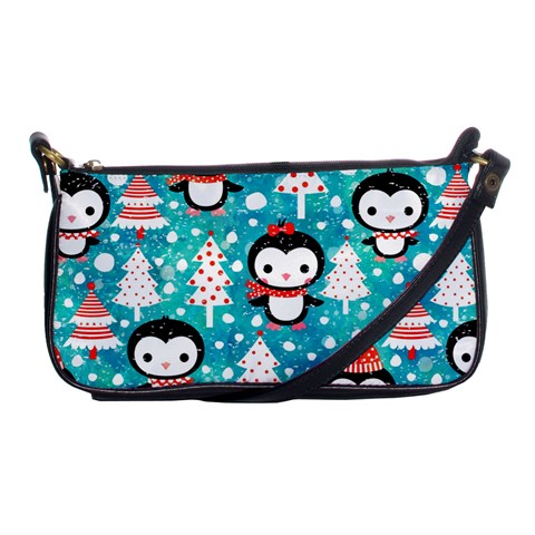 Blue Penguin Pattern, Adoxali, Christmas, Cute Shoulder Clutch Bag from ArtsNow.com Front