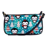 Blue Penguin Pattern, Adoxali, Christmas, Cute Shoulder Clutch Bag