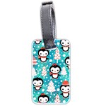 Blue Penguin Pattern, Adoxali, Christmas, Cute Luggage Tag (two sides)