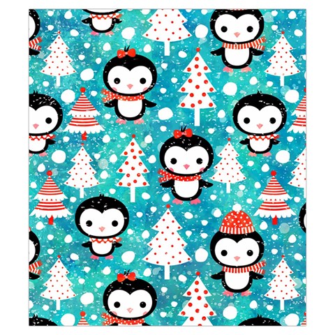 Blue Penguin Pattern, Adoxali, Christmas, Cute Drawstring Pouch (Small) from ArtsNow.com Back