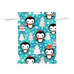 Blue Penguin Pattern, Adoxali, Christmas, Cute Lightweight Drawstring Pouch (L)