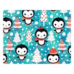 Blue Penguin Pattern, Adoxali, Christmas, Cute Premium Plush Fleece Blanket (Large)