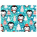 Blue Penguin Pattern, Adoxali, Christmas, Cute Two Sides Premium Plush Fleece Blanket (Baby Size)