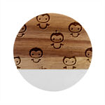 Blue Penguin Pattern, Adoxali, Christmas, Cute Marble Wood Coaster (Round)