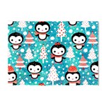 Blue Penguin Pattern, Adoxali, Christmas, Cute Crystal Sticker (A4)