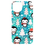 Blue Penguin Pattern, Adoxali, Christmas, Cute iPhone 14 Black UV Print Case