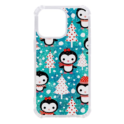 Blue Penguin Pattern, Adoxali, Christmas, Cute iPhone 13 Pro TPU UV Print Case from ArtsNow.com Front