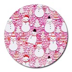 Cute Snowmen With Hats, Adoxali, Christmas Round Mousepad