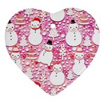 Cute Snowmen With Hats, Adoxali, Christmas Ornament (Heart)