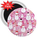 Cute Snowmen With Hats, Adoxali, Christmas 3  Magnets (10 pack) 