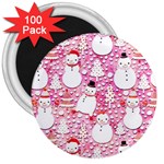 Cute Snowmen With Hats, Adoxali, Christmas 3  Magnets (100 pack)