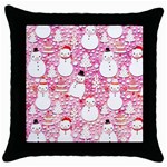 Cute Snowmen With Hats, Adoxali, Christmas Throw Pillow Case (Black)