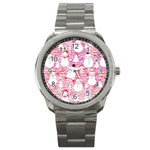 Cute Snowmen With Hats, Adoxali, Christmas Sport Metal Watch