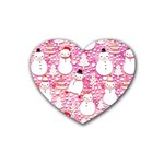 Cute Snowmen With Hats, Adoxali, Christmas Rubber Coaster (Heart)