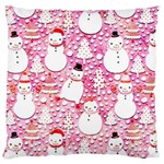 Cute Snowmen With Hats, Adoxali, Christmas Large Cushion Case (Two Sides)