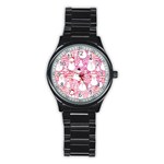 Cute Snowmen With Hats, Adoxali, Christmas Stainless Steel Round Watch