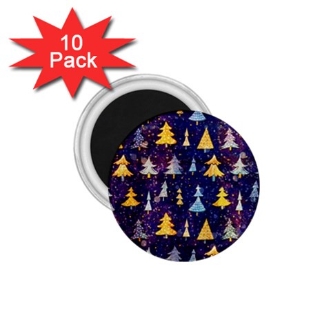 Gold And Blue Trees, Adoxali, Christmas 1.75  Magnets (10 pack)  from ArtsNow.com Front