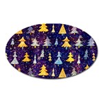 Gold And Blue Trees, Adoxali, Christmas Oval Magnet