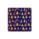 Gold And Blue Trees, Adoxali, Christmas Square Magnet