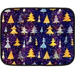 Gold And Blue Trees, Adoxali, Christmas Two Sides Fleece Blanket (Mini)