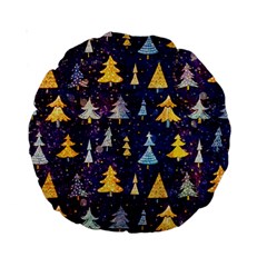 Gold And Blue Trees, Adoxali, Christmas Standard 15  Premium Round Cushions from ArtsNow.com Front