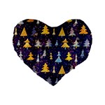 Gold And Blue Trees, Adoxali, Christmas Standard 16  Premium Flano Heart Shape Cushions