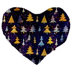 Gold And Blue Trees, Adoxali, Christmas Large 19  Premium Flano Heart Shape Cushions