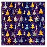 Gold And Blue Trees, Adoxali, Christmas Square Satin Scarf (36  x 36 )