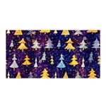 Gold And Blue Trees, Adoxali, Christmas Satin Wrap 35  x 70 