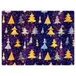 Gold And Blue Trees, Adoxali, Christmas Two Sides Premium Plush Fleece Blanket (Baby Size)