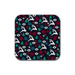 Holiday Season Pattern Rubber Coaster (Square)