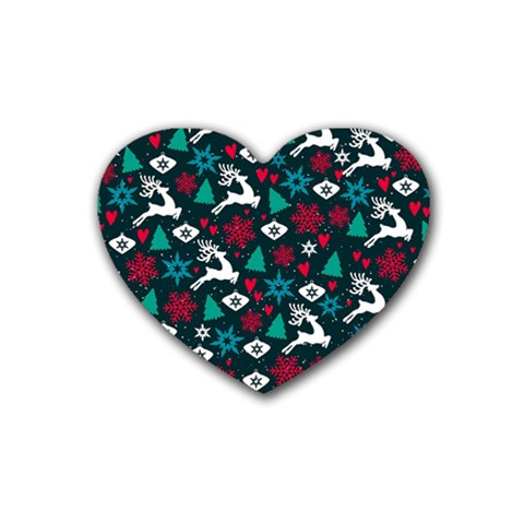 Holiday Season Pattern Rubber Heart Coaster (4 pack) from ArtsNow.com Front