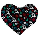 Holiday Season Pattern Large 19  Premium Heart Shape Cushions