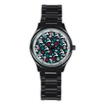 Holiday Season Pattern Stainless Steel Round Watch