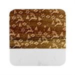 Holiday Season Pattern Marble Wood Coaster (Square)