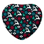 Holiday Season Pattern Heart Glass Fridge Magnet (4 pack)