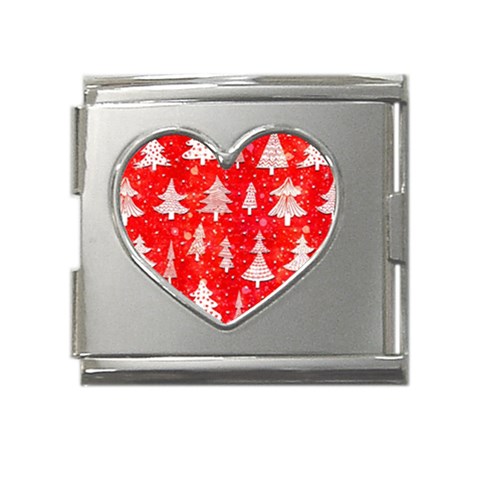 White And Red Trees, Adoxali, Christmas Mega Link Heart Italian Charm (18mm) from ArtsNow.com Front