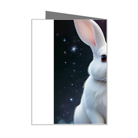 White bunny Mini Greeting Card from ArtsNow.com Right