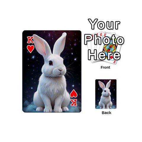 King White bunny Playing Cards 54 Designs (Mini) from ArtsNow.com Front - HeartK